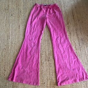 Chatoyant hot pink flare pants